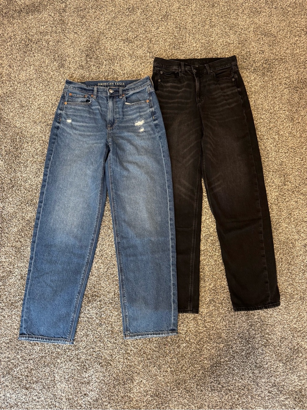 American Eagle Outfitters Blue and Black Baggy Straight Jeans Pair
